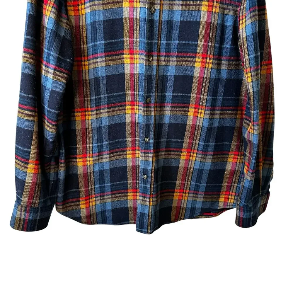 Banana Republic Mens Flannel Standard Plaid Long Sleeve Button Up Blue Multi L